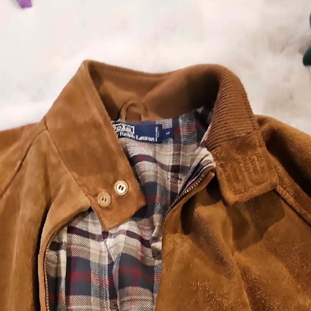 Ralph Lauren Brown Suede Jacket with Plaid Interior